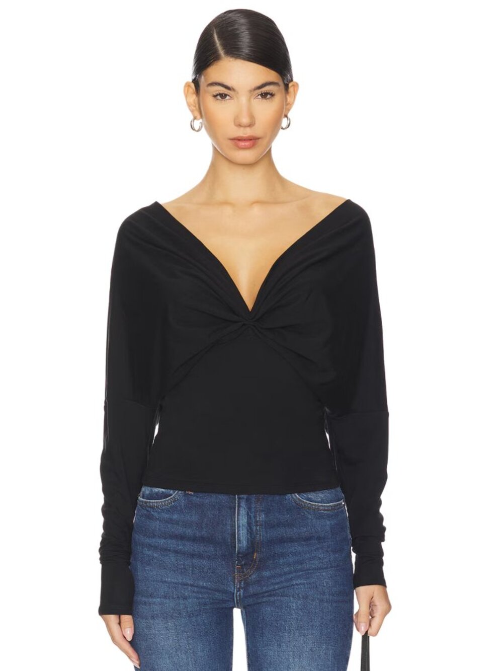 NEW The Line by K Selvie Top in Black Long Sove Sleeve Tee Shirt